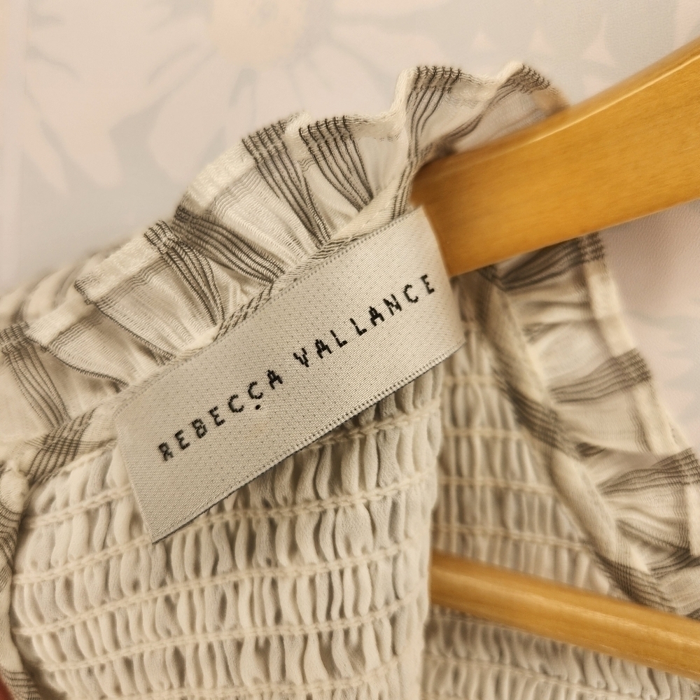 Rebecca Vallance Misty Long Sleeve Mini Smocked Plaid Gauzy Dress Size 8 - Picture 11 of 13